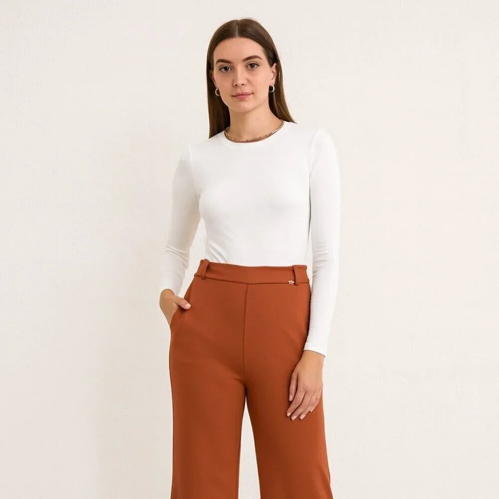 Mara’s Collection Rust Orange Pants Sleek Straight Leg Workwear Size Medium